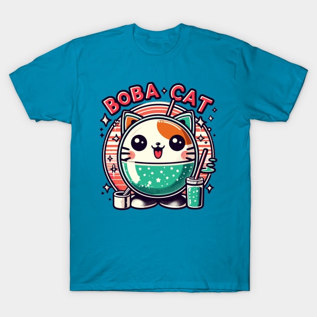 Boba Cat T-Shirt by AlephArt